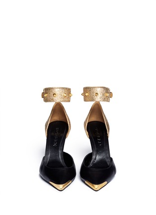 Figure View - Click To Enlarge - ALEXANDER MCQUEEN - Contrast distressed and nappa leather pumps