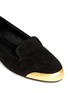Detail View - Click To Enlarge - ALEXANDER MCQUEEN - Gold-tone toe cap suede flats