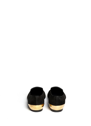 Back View - Click To Enlarge - ALEXANDER MCQUEEN - Gold-tone toe cap suede flats
