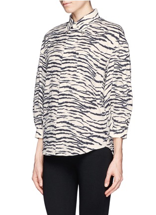 Front View - Click To Enlarge - TOGA ARCHIVES - Zebra print puff sleeve shirt