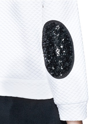 Detail View - Click To Enlarge - NO.21 - Rose embellished elbow patch quilted sweatshirt