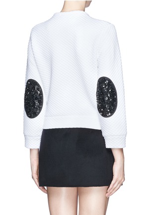 Back View - Click To Enlarge - NO.21 - Rose embellished elbow patch quilted sweatshirt