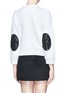 Back View - Click To Enlarge - NO.21 - Rose embellished elbow patch quilted sweatshirt