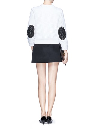 Figure View - Click To Enlarge - NO.21 - Rose embellished elbow patch quilted sweatshirt