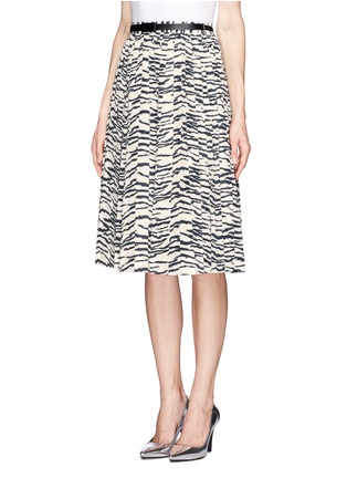 Front View - Click To Enlarge - TOGA ARCHIVES - Zebra print pleat midi skirt