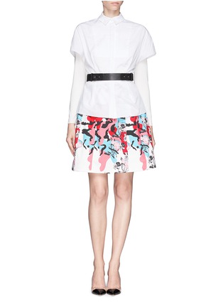 Figure View - Click To Enlarge - PRABAL GURUNG - Molded seam floral print A-line skirt
