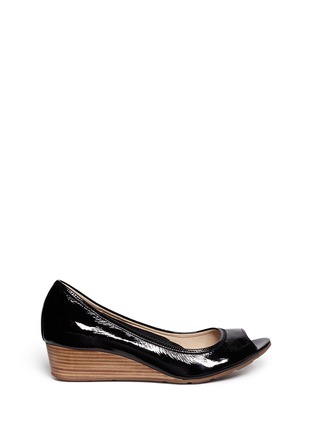 Main View - Click To Enlarge - COLE HAAN - 'Air Tali' patent leather peep toe wedge pumps
