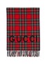Detail View - Click To Enlarge - GUCCI - Logo tartan plaid doubleface fringed wool scarf