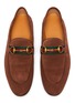 Detail View - Click To Enlarge - GUCCI - 'Brixton' web stripe horsebit suede loafers