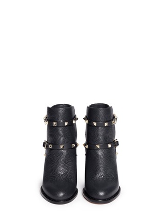 Figure View - Click To Enlarge - VALENTINO - 'Rockstud' harness pebble leather ankle boots