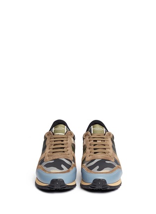Figure View - Click To Enlarge - VALENTINO GARAVANI - Camouflage leather suede sneakers