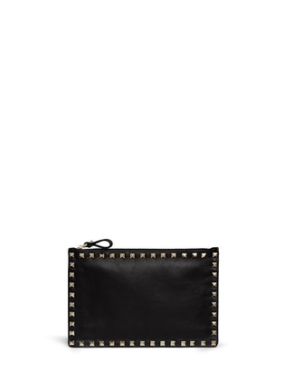 Main View - Click To Enlarge - VALENTINO GARAVANI - 'Rockstud' medium zip leather pouch