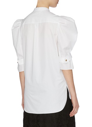Back View - Click To Enlarge - ALEXANDER MCQUEEN - Puff sleeve pique blouse