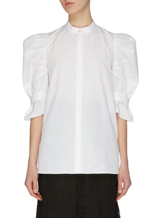 Main View - Click To Enlarge - ALEXANDER MCQUEEN - Puff sleeve pique blouse