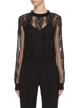 Main View - Click To Enlarge - ALEXANDER MCQUEEN - Sheer lace top