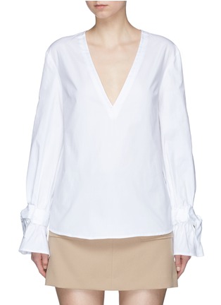 Main View - Click To Enlarge - C/MEO COLLECTIVE - 'Unstoppable' sash cuff cotton V-neck top