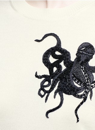 Detail View - Click To Enlarge - ALEXANDER MCQUEEN - Octopus appliqué cashmere-silk sweater