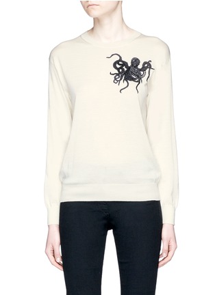Main View - Click To Enlarge - ALEXANDER MCQUEEN - Octopus appliqué cashmere-silk sweater