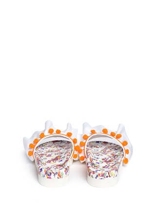 Back View - Click To Enlarge - JOSHUA SANDERS - Mixed print sole pompom ruffle slides