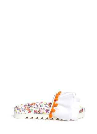 Main View - Click To Enlarge - JOSHUA SANDERS - Mixed print sole pompom ruffle slides