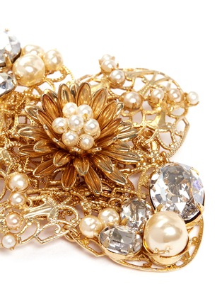 Detail View - Click To Enlarge - MIRIAM HASKELL - Crystal Baroque pearl filigree floral brooch