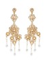 MIRIAM HASKELL - Crystal Baroque pearl filigree floral drop earrings