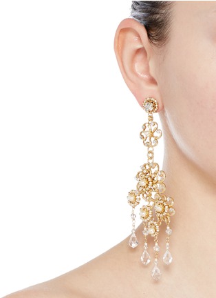 Figure View - Click To Enlarge - MIRIAM HASKELL - Crystal Baroque pearl filigree floral drop earrings