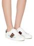 Figure View - Click To Enlarge - GUCCI - 'New Ace' slogan embroidered web stripe sneakers