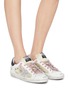 Figure View - Click To Enlarge - GOLDEN GOOSE - 'Superstar' glitter star contrast topstitch sneakers