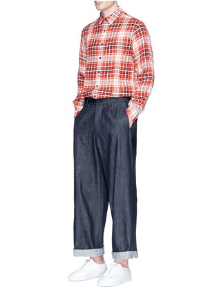 Figure View - Click To Enlarge - TOMORROWLAND - Check plaid linen shirt