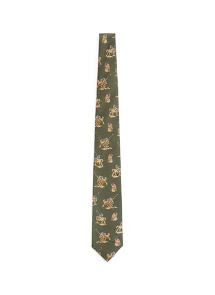 Main View - Click To Enlarge - DRAKE'S - Polo player print linen-cashmere tie