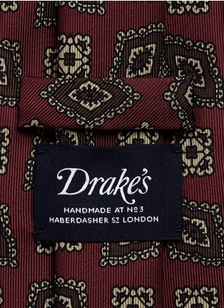 Detail View - Click To Enlarge - DRAKE'S - Floral diamond print silk tie