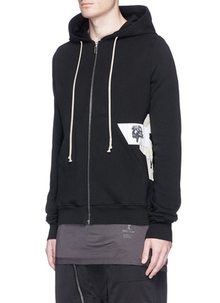 Front View - Click To Enlarge - RICK OWENS DRKSHDW - Photograph patch stonewash zip hoodie