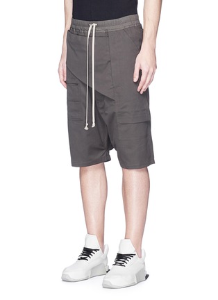 Front View - Click To Enlarge - RICK OWENS DRKSHDW - 'Memphis Pod' front flap cotton shorts