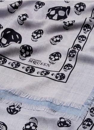 Detail View - Click To Enlarge - ALEXANDER MCQUEEN - Sprayed skull jacquard cashmere-silk-wool scarf