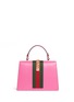 Back View - Click To Enlarge - GUCCI - 'Sylvie' chain grosgrain web leather bag