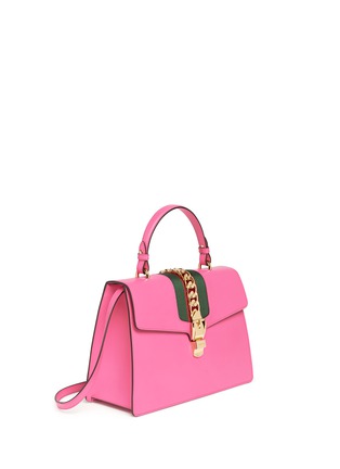 Figure View - Click To Enlarge - GUCCI - 'Sylvie' chain grosgrain web leather bag