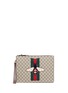 Main View - Click To Enlarge - GUCCI - Embroidered bee web stripe canvas clutch
