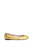 Main View - Click To Enlarge - GUCCI - GG pearl stud scalloped metallic leather flats