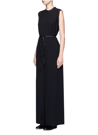 Front View - Click To Enlarge - THE ROW - 'Shubin' frayed trim drawstring silk jumpsuit
