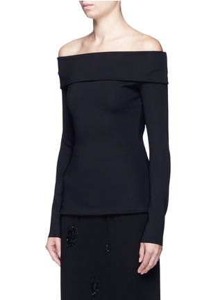 Front View - Click To Enlarge - THE ROW - 'Lupino' scuba jersey folded off-shoulder top