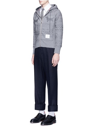 Figure View - Click To Enlarge - THOM BROWNE  - Hector smocking embroidered zip hoodie