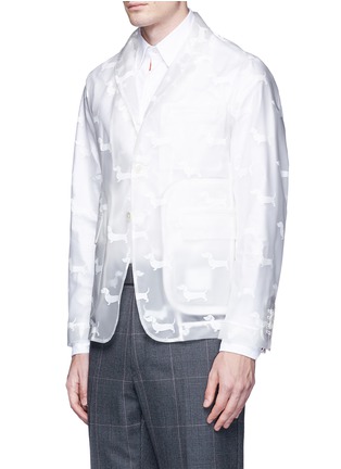 Detail View - Click To Enlarge - THOM BROWNE  - Hector print packable hooded PU blazer