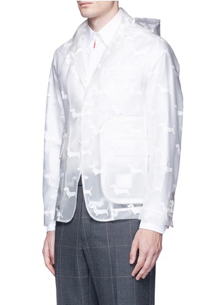 Front View - Click To Enlarge - THOM BROWNE  - Hector print packable hooded PU blazer