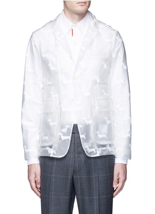 Main View - Click To Enlarge - THOM BROWNE  - Hector print packable hooded PU blazer