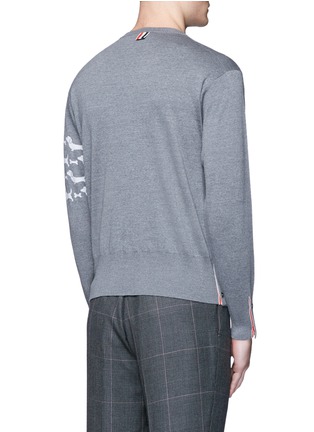 Back View - Click To Enlarge - THOM BROWNE  - 'Hector' sleeve intarsia wool sweater