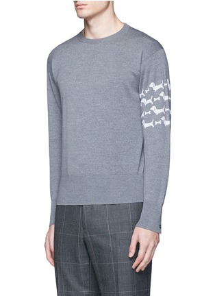 Front View - Click To Enlarge - THOM BROWNE  - 'Hector' sleeve intarsia wool sweater