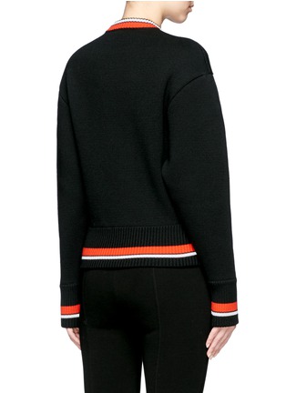 Back View - Click To Enlarge - EMILIO PUCCI - Geometric pleated trim Merino wool sweater