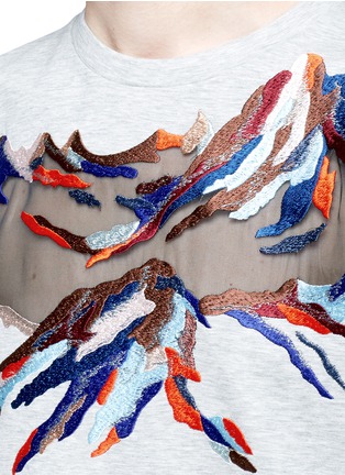 Detail View - Click To Enlarge - EMILIO PUCCI - Mountain embroidered organza insert sweatshirt
