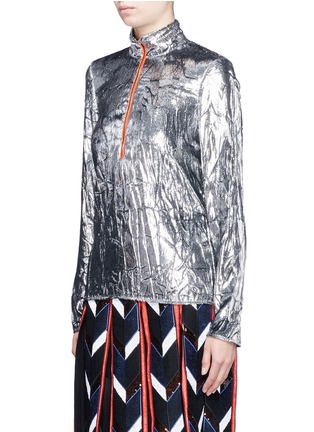 Front View - Click To Enlarge - EMILIO PUCCI - Metallic velvet zip front pullover
